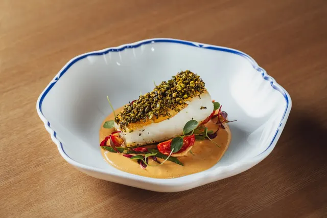 Pistachio-crusted sea bass