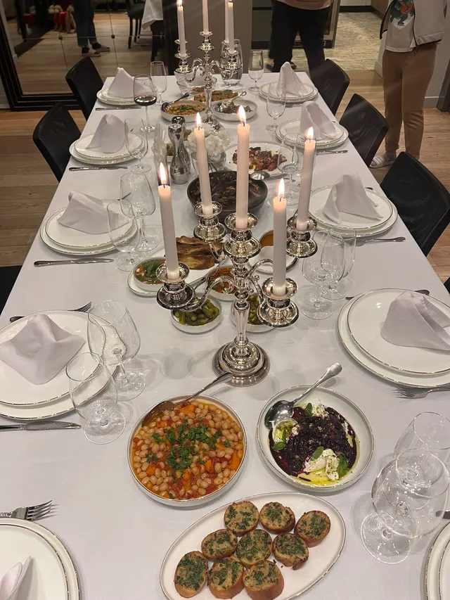 Candlelit dinner table