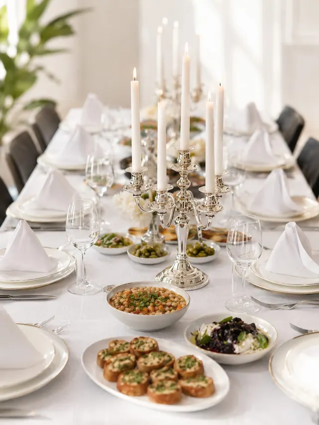 Silver candelabra dinner